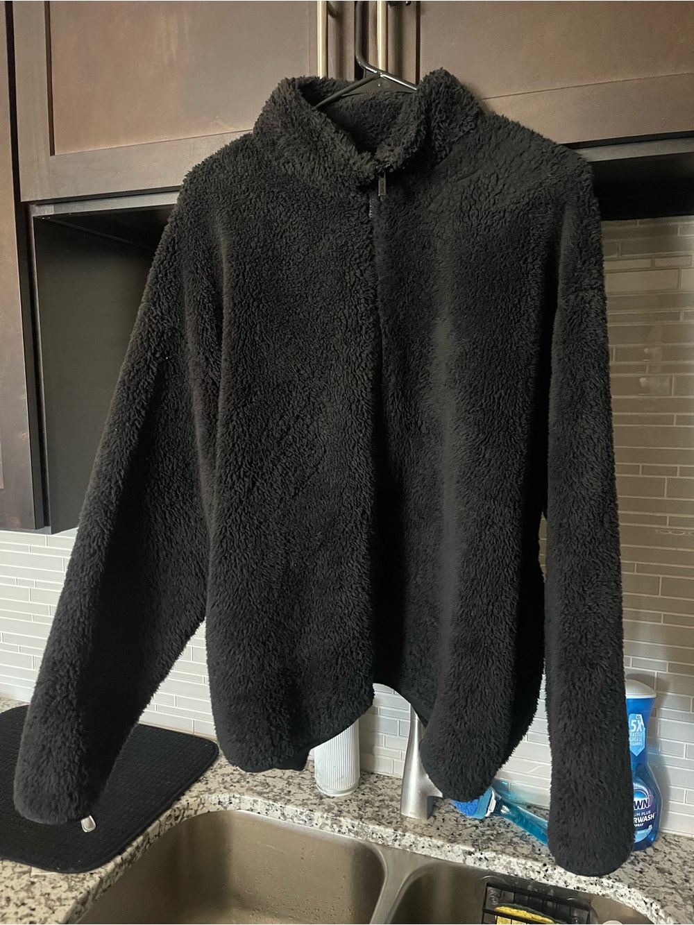 PINK Victoria's Secret Black Teddy Zip-Up Jacket